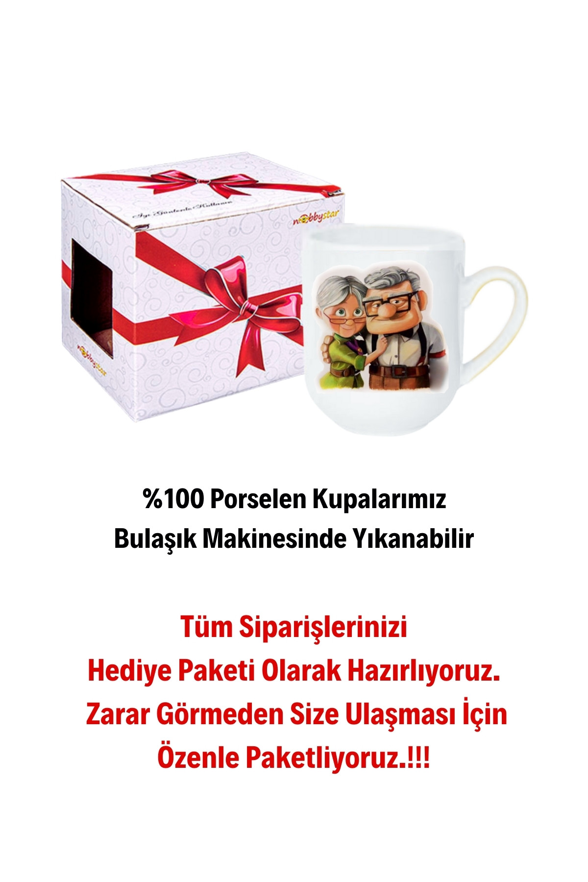 Yaşlı Çift Ömür Boyu Baskılı Hediye Lüx Kupa Bardak Porselen Çay Kahve Fincanı