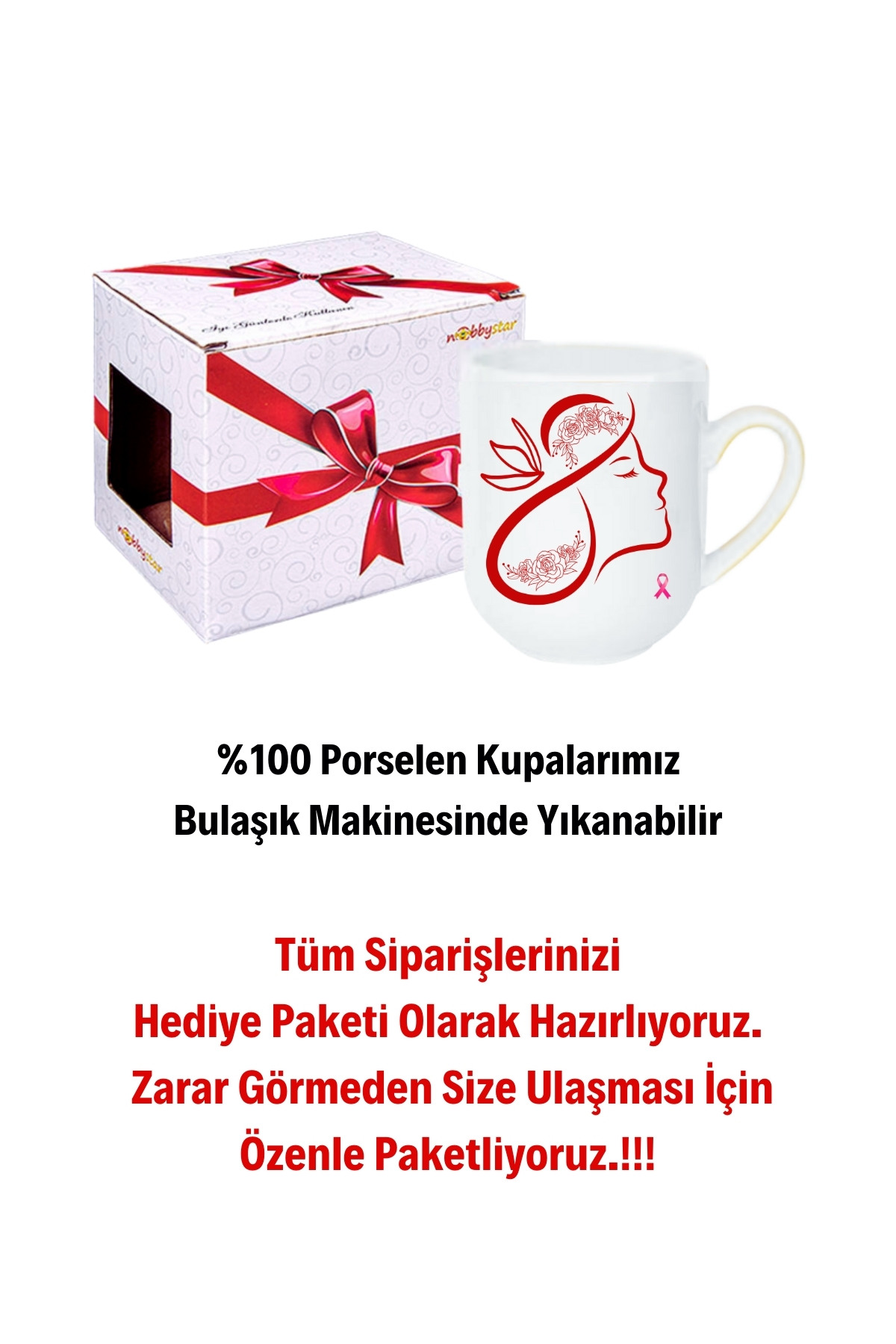 8 Mart Kadınlar Günü Hediyesi İçi Beyaz Lüx Kupa Bardak Porselen Çay Kahve Fincanı-1