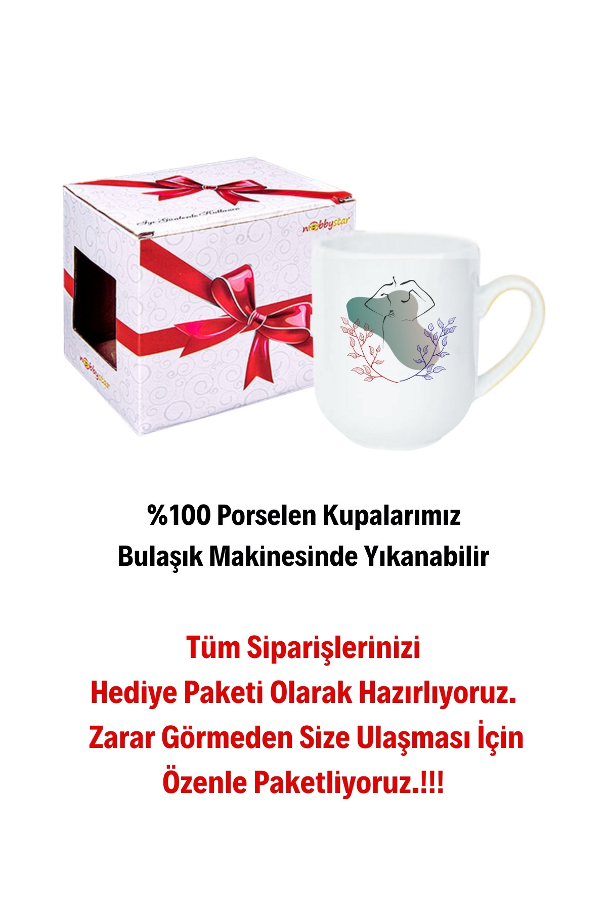 Modern Kadın Sliuet Baskılı İçi Beyaz Lüx Kupa Bardak Porselen Çay Kahve Fincanı