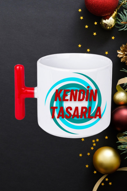 Kişiye Özel Baskılı Kırmızı T Saplı Kupa Kendin Tasarla Kupa Bardak Çay Kahve Fincanı