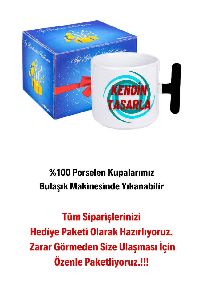 Kişiye Özel Baskılı Siyah T Saplı Kupa Kendin Tasarla Kupa Bardak Çay Kahve Fincanı