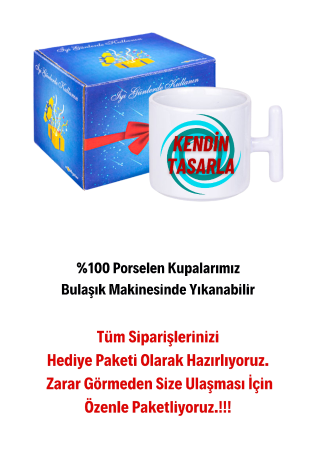 Kişiye Özel Baskılı Beyaz T Saplı Kupa Kendin Tasarla Kupa Bardak Çay Kahve Fincanı
