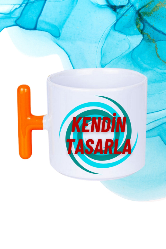 Kişiye Özel Baskılı Turuncu T Saplı Kupa Kendin Tasarla Kupa Bardak Çay Kahve Fincanı