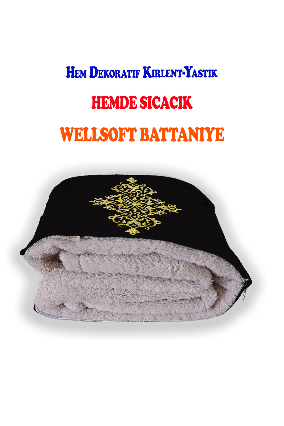 Motif Desenli Opsiyonel Yastık İçinde Tv Battaniyesi 110x170cm