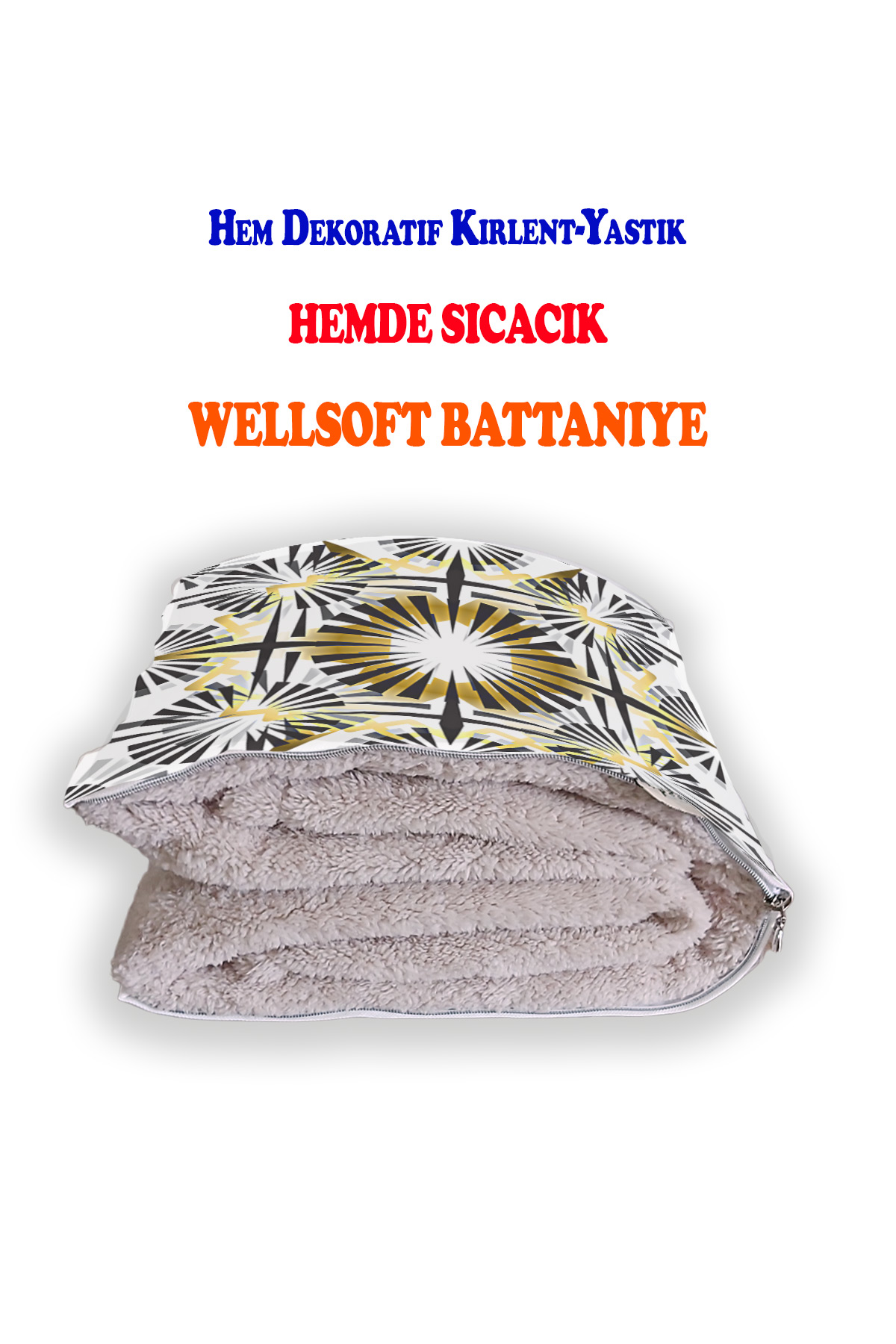 Modern Desenli Opsiyonel Yastık İçinde Tv Battaniyesi 110x170cm
