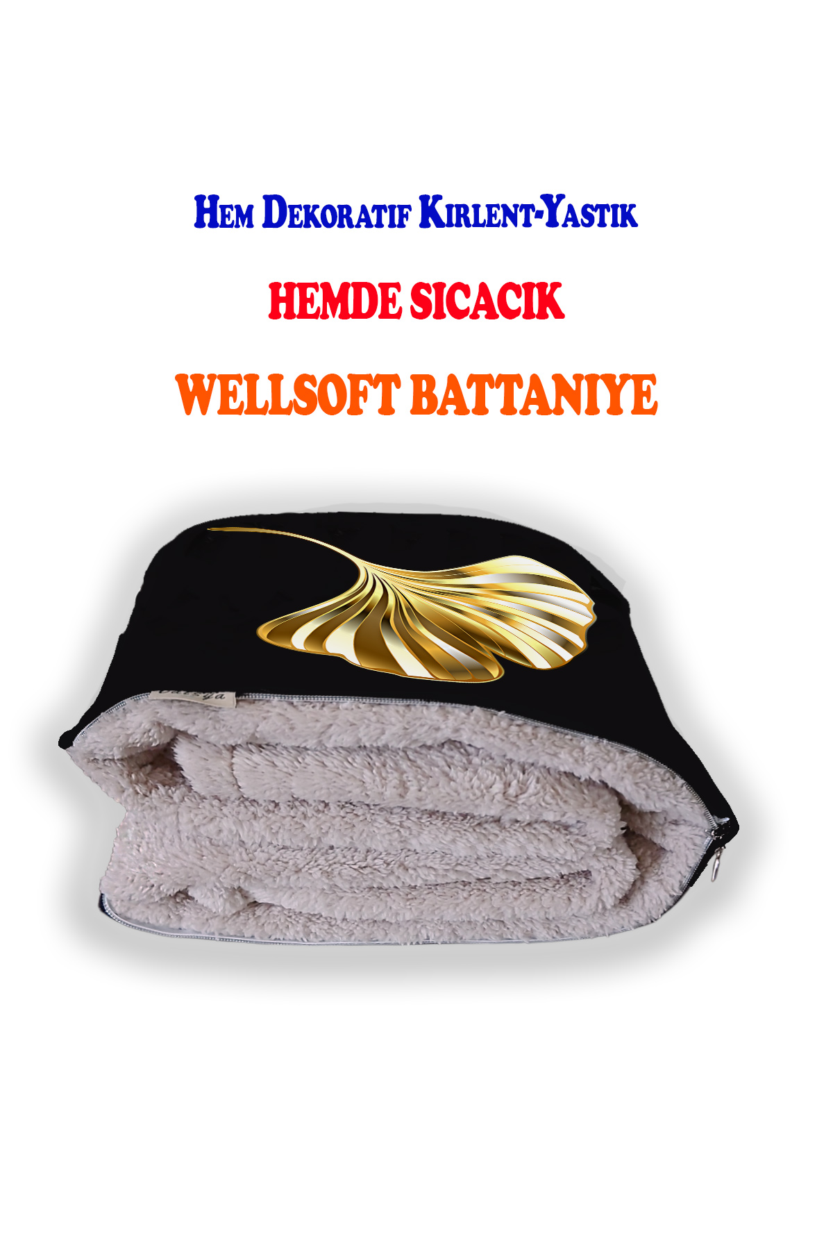 Yaprak Desenli Opsiyonel Yastık İçinde Tv Battaniyesi 110x170cm