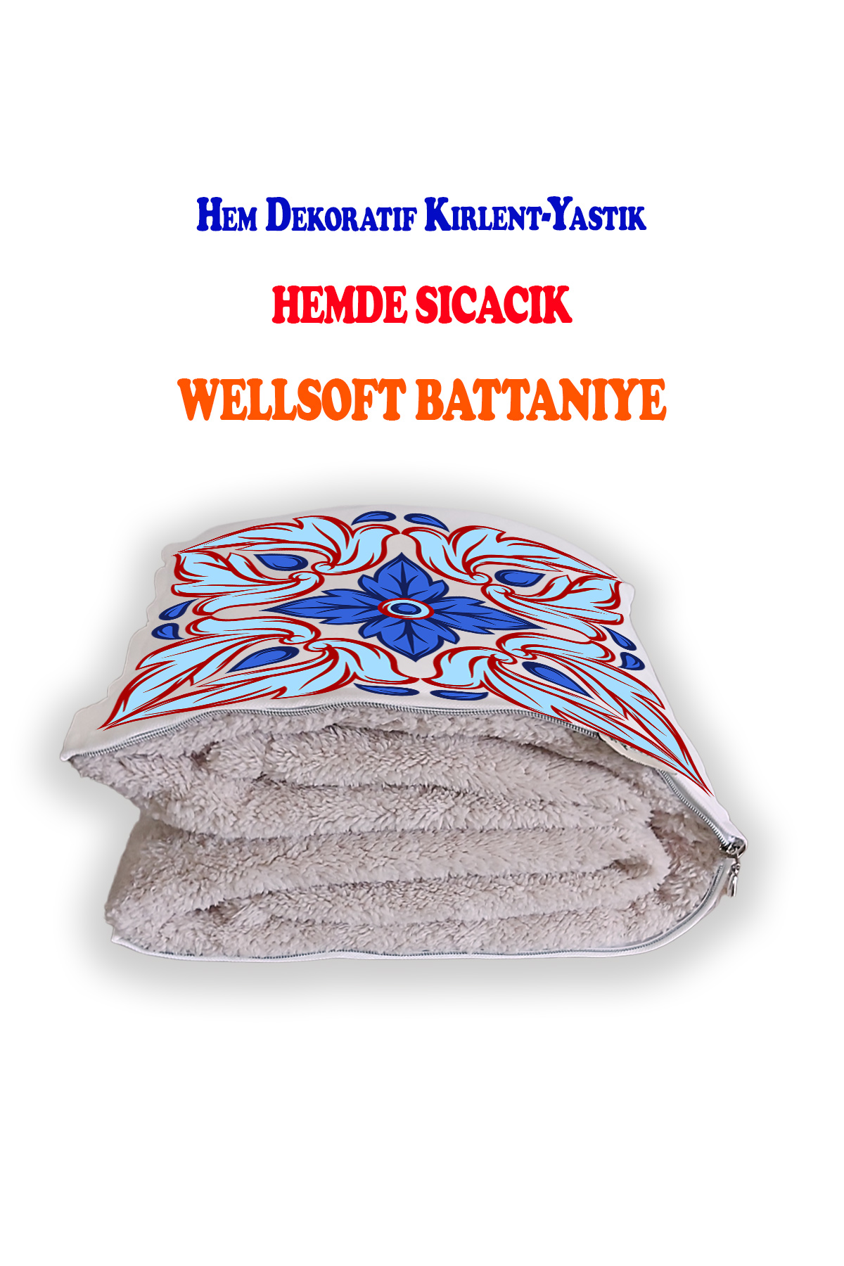 Etnik Desenli Opsiyonel Battaniyeli Yastık Dekoratif Kırlent 38x38cm