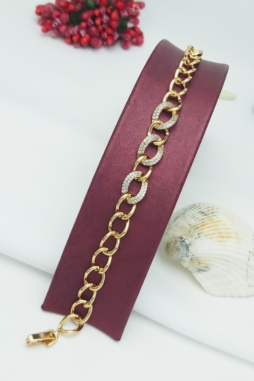 Rose Altın Kaplama Vip Seri Xuping Zirkon Taşlı Zincir Bileklik 19 cm