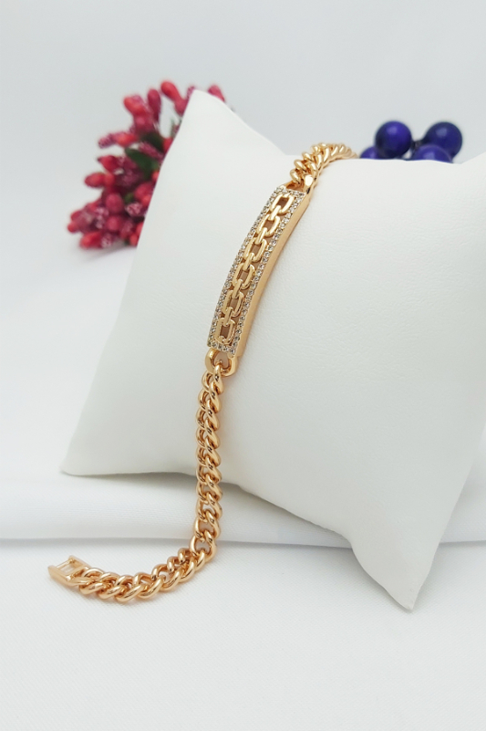 Vip Seri Xuping Kararmaz Taşlı Zincir Abiye Künye Bileklik 18,5cm