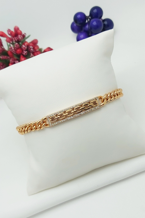 Vip Seri Xuping Kararmaz Taşlı Zincir Abiye Künye Bileklik 18,5cm