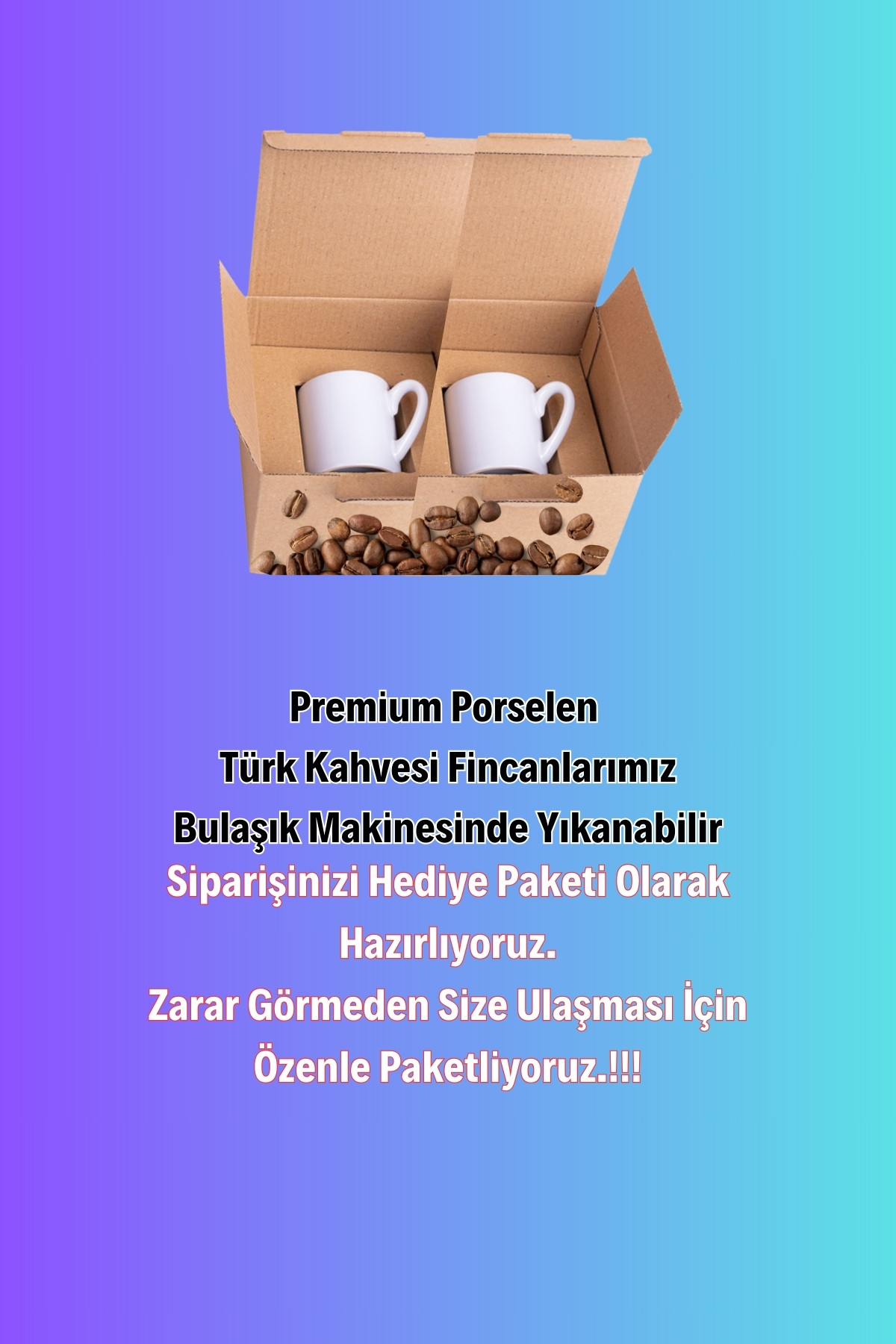 Kişiye Özel Baskılı Kendin Tasarla 2’li Türk Kahvesi Fincanı Seti
