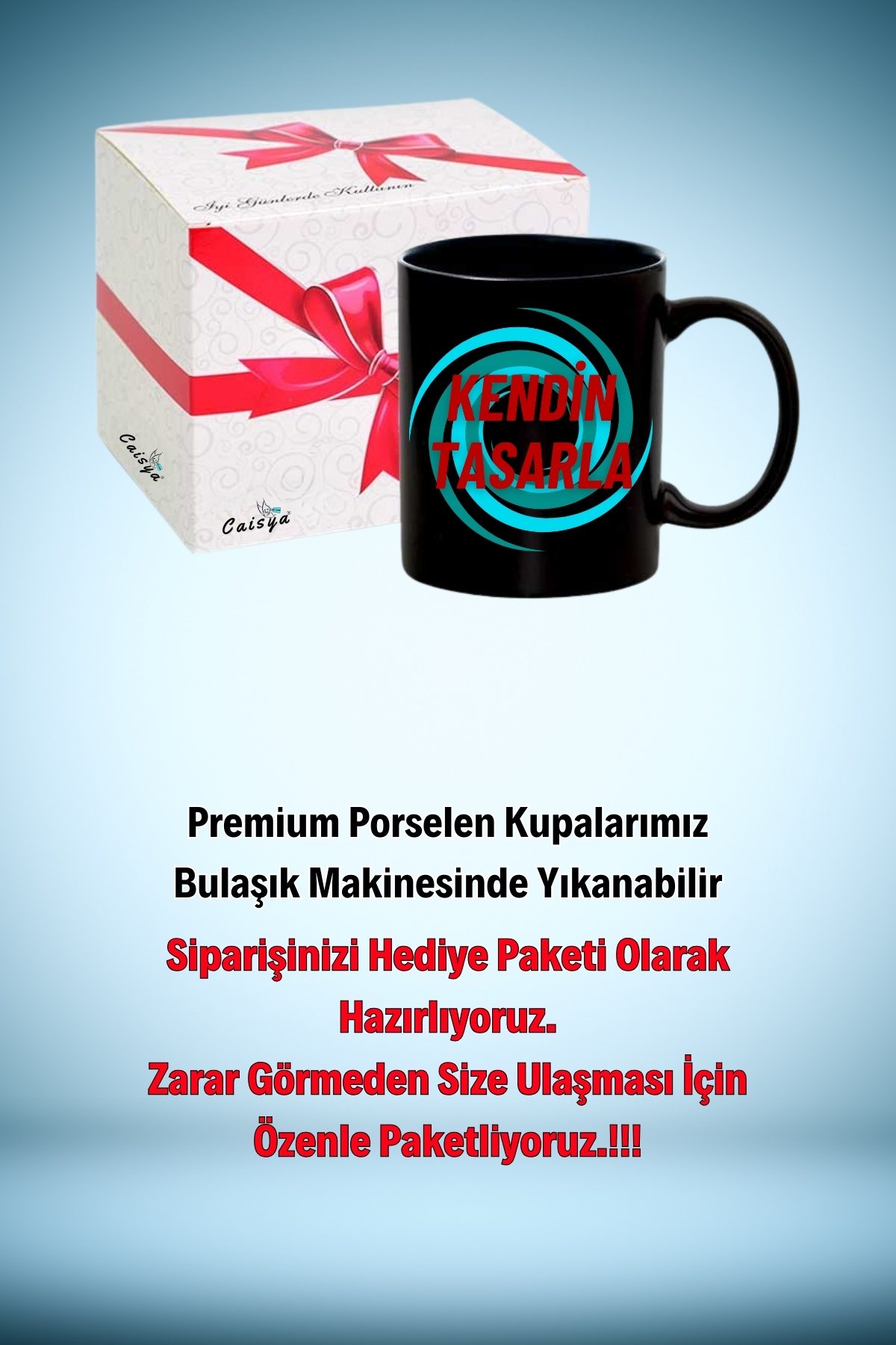 Kişiye Özel Baskılı İçi Dışı Siyah Kendin Tasarla Kupa Bardak Çay Kahve Fincanı