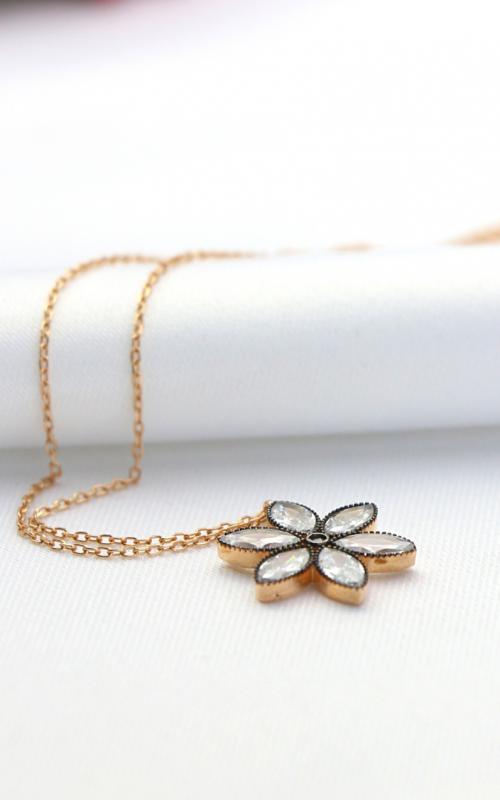 Elmas Montür Lotus Gümüş Kolye