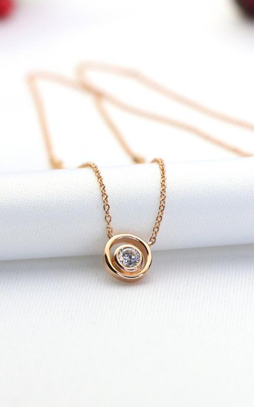 Halkalı Rose Gold Minimal Gümüş Kolye