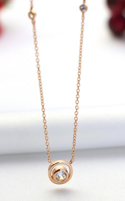 Halkalı Rose Gold Minimal Gümüş Kolye