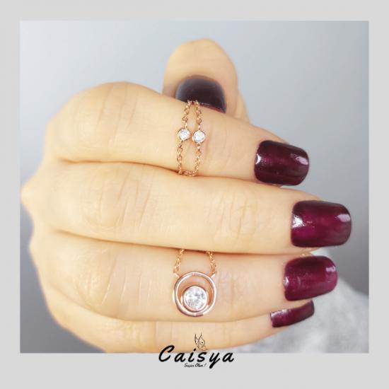 Halkalı Rose Gold Minimal Gümüş Kolye