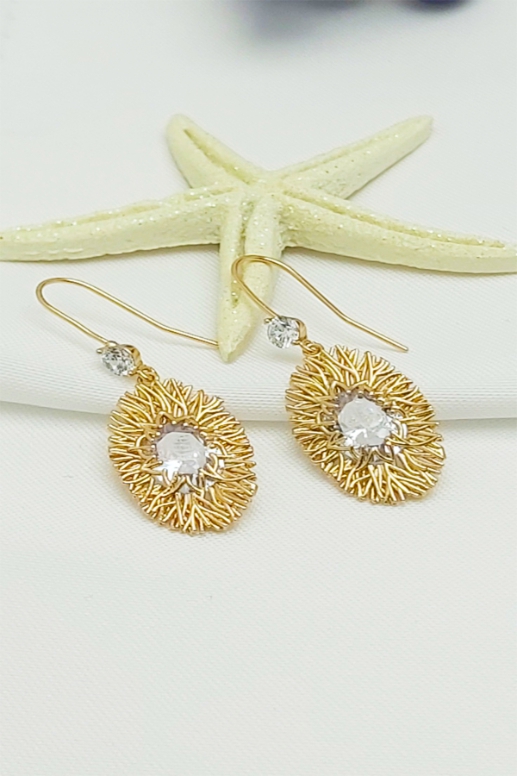 Rose Altın Kaplama Vip Seri Kararmaz Zirkon Taşlı Oval Küpe 2,5 cm