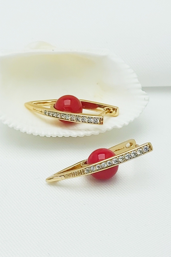 Rose Altın Kaplama Vip Seri Kararmaz Zirkon Taşlı V Küpe 2,8 cm
