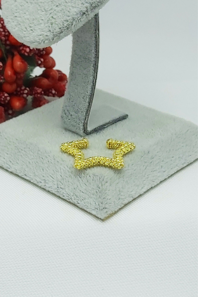 Altın Kaplama Özel Seri Renkli Taşlı 2 li Kombin Çelik Kıkırdak Küpesi 1,5cm
