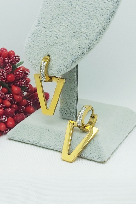Altın Kaplama Kraliçe V  Çelik Küpe 2,8 cm