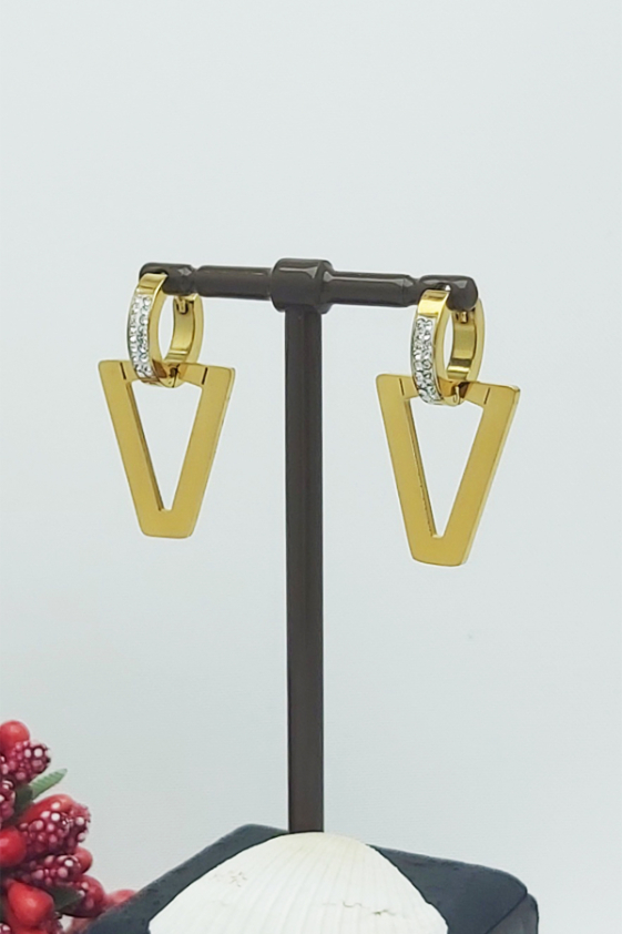 Altın Kaplama Kraliçe V  Çelik Küpe 2,8 cm