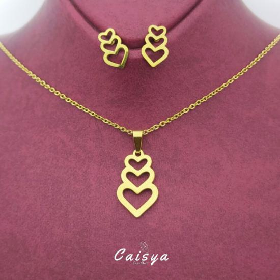 Kalpler Çelik Kolye Küpe Set