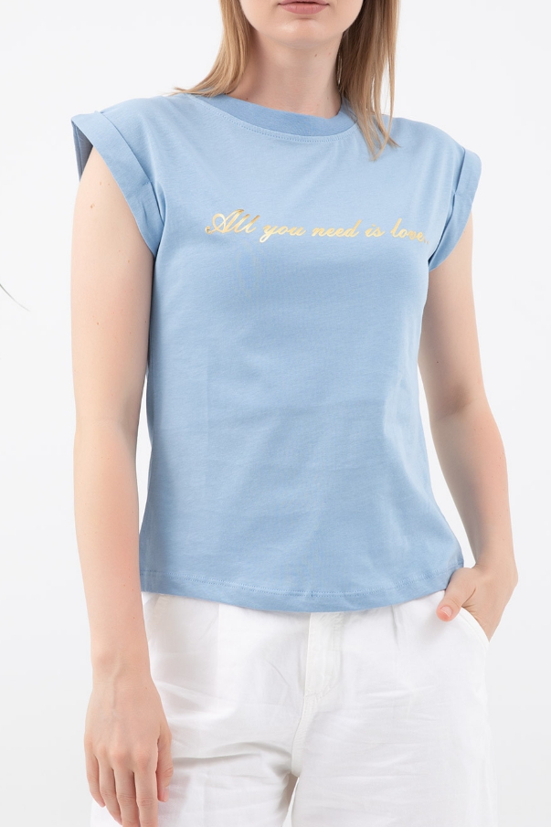 Mavi Sıfır Yaka T-shirt