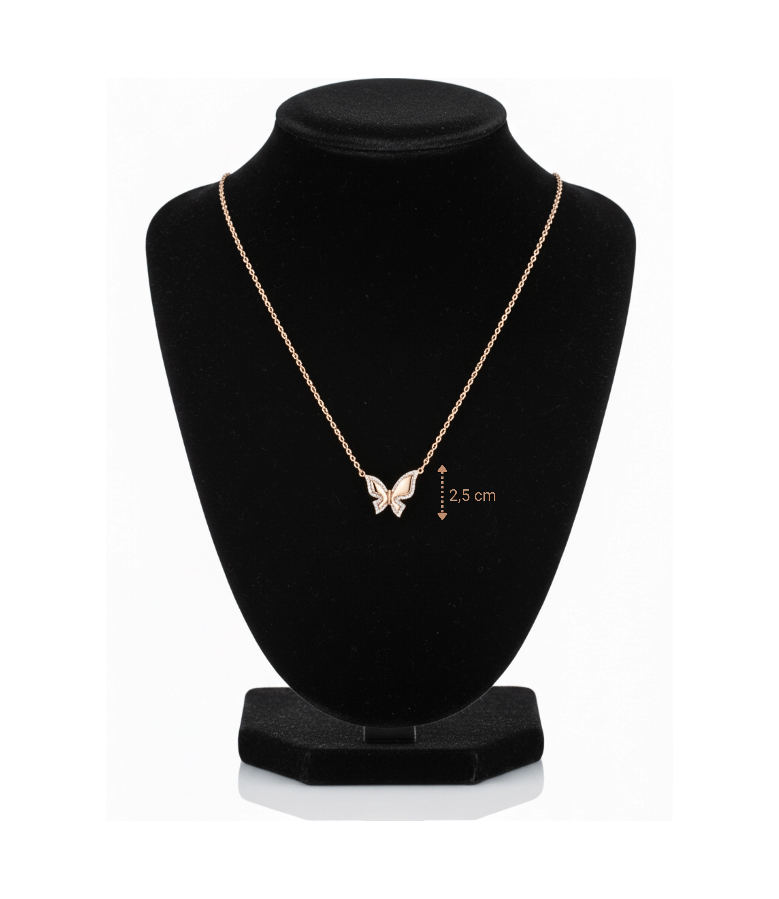 Kelebek Kolye Minimal Detaylı Rose Altın Kaplama Vip Seri Kolye Xuping 40cm