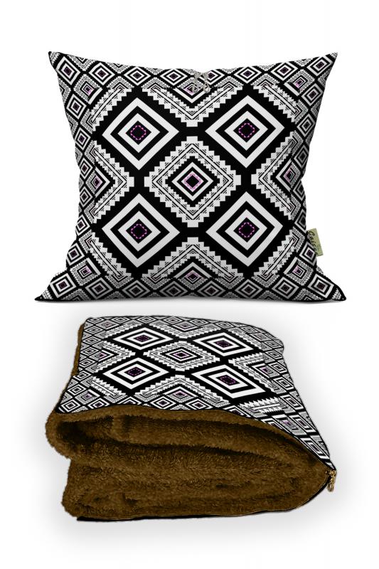 Modern Etnik Desenli Opsiyonel Battaniyeli Yastık 38x38cm