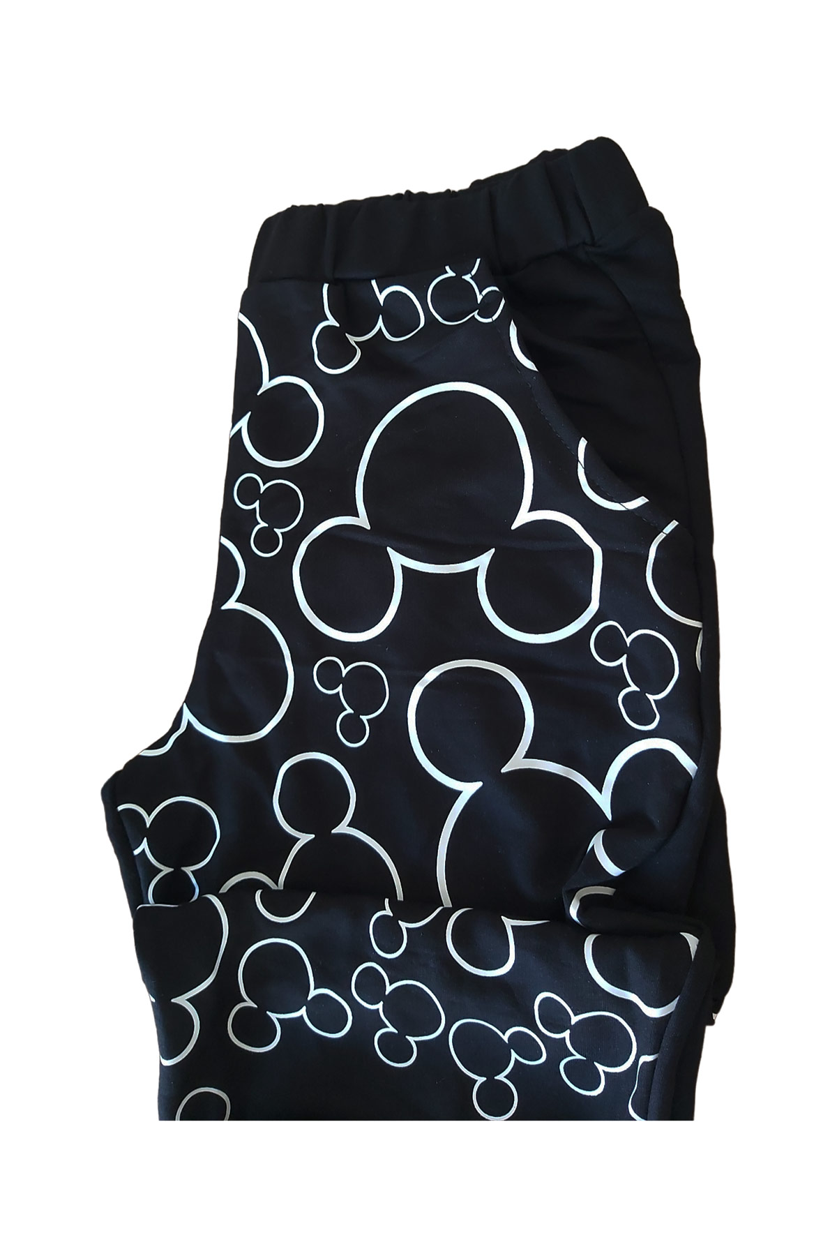 Mickey Mause Baskılı Kapüşonlu Siyah Pijama Takımı
