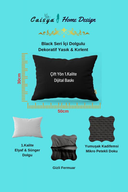 Yaprak Desenli Çift Yön Dijital Baskılı İçi Dolgulu Dekoratif Yastık Kırlent 30x50cm