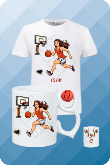 Basketbol Temalı T-Shirt - Kupa Kombin Set
