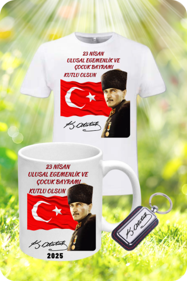 Atatürk Temalı 23 Nisan T-Shirt - Kupa Kombin Set