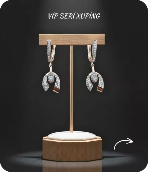 Vip Seri Küpe Xuping At Nalı Şans Tasarım Taşlı Rose Altın Kaplama