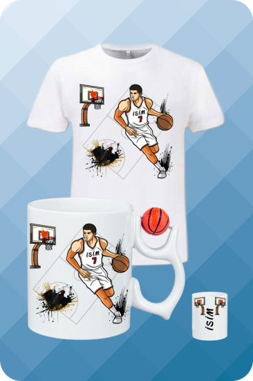 Basketbol Temalı T-Shirt - Kupa Kombin Set