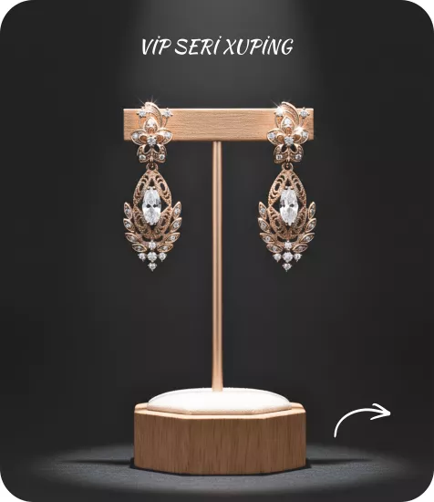 Vip Seri Küpe Xuping Taşlı Rose Altın Kaplama