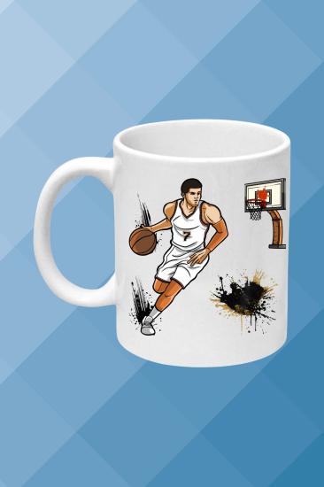 Basketbol Temalı Baskılı Porselen Kupa Bardak Çay Kahve Fincanı