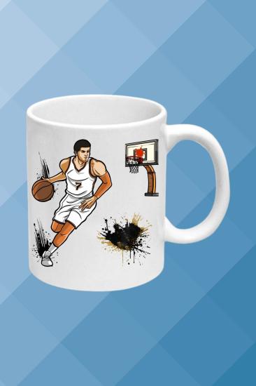 Basketbol Temalı Baskılı Porselen Kupa Bardak Çay Kahve Fincanı