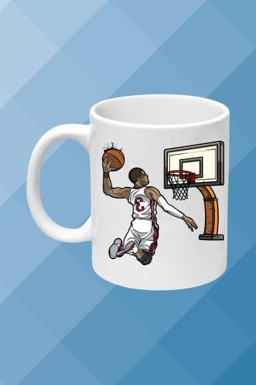 Basketbol Temalı Baskılı Porselen Kupa Bardak Çay Kahve Fincanı
