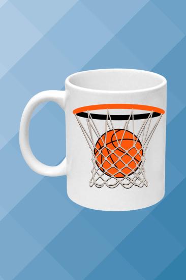Basketbol Temalı Baskılı Porselen Kupa Bardak Çay Kahve Fincanı