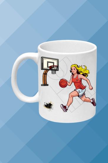 Basketbol Temalı Baskılı Porselen Kupa Bardak Çay Kahve Fincanı