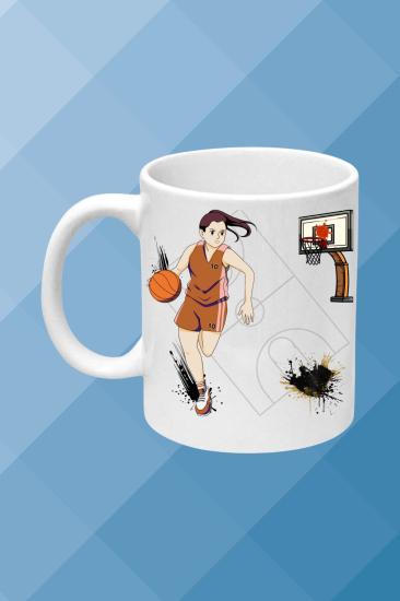 Basketbol Temalı Baskılı Porselen Kupa Bardak Çay Kahve Fincanı