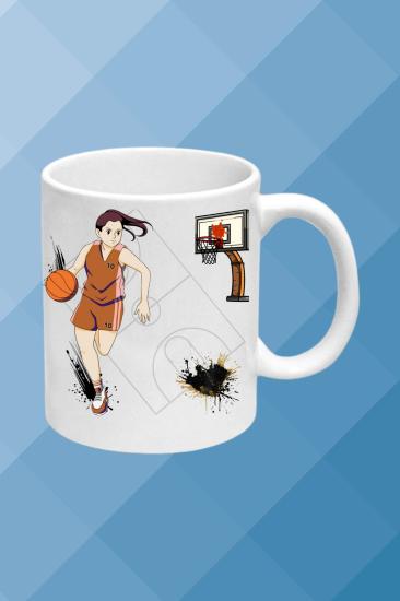 Basketbol Temalı Baskılı Porselen Kupa Bardak Çay Kahve Fincanı