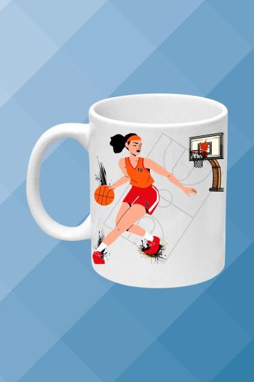 Basketbol Temalı Baskılı Porselen Kupa Bardak Çay Kahve Fincanı
