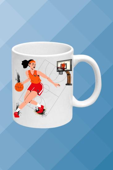 Basketbol Temalı Baskılı Porselen Kupa Bardak Çay Kahve Fincanı