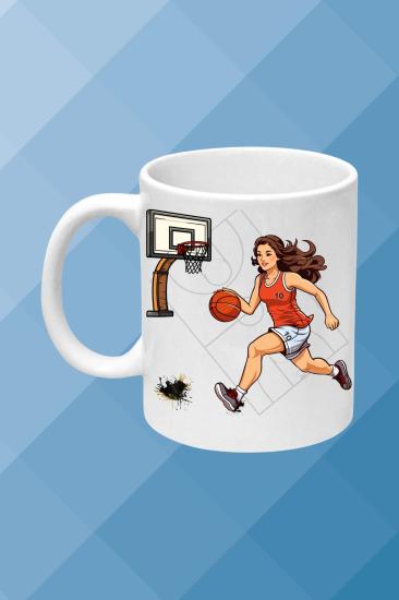Basketbol Temalı Baskılı Porselen Kupa Bardak Çay Kahve Fincanı