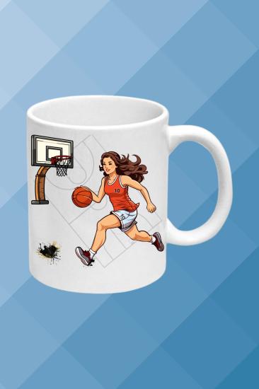Basketbol Temalı Baskılı Porselen Kupa Bardak Çay Kahve Fincanı