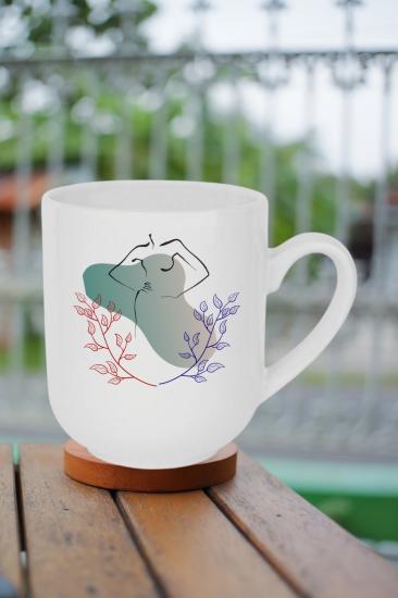 Baskılı Porselen  Lüx Kupa Bardak Çay Kahve Fincanı
