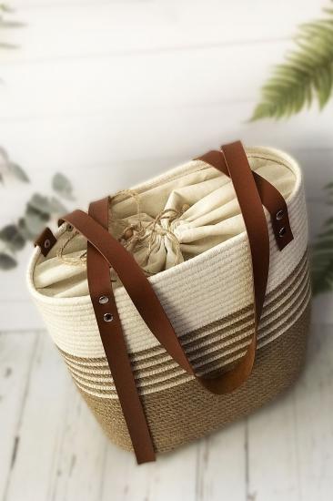 El Yapımı Jüt & Hasır Halat Çanta Büyük Boy Maksi Plaj Çantası