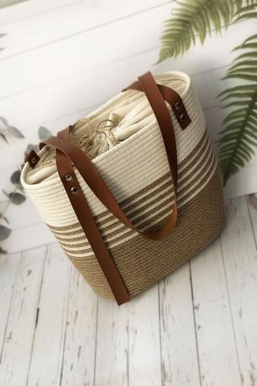 El Yapımı Jüt & Hasır Halat Çanta Büyük Boy Maksi Omuz Çantası